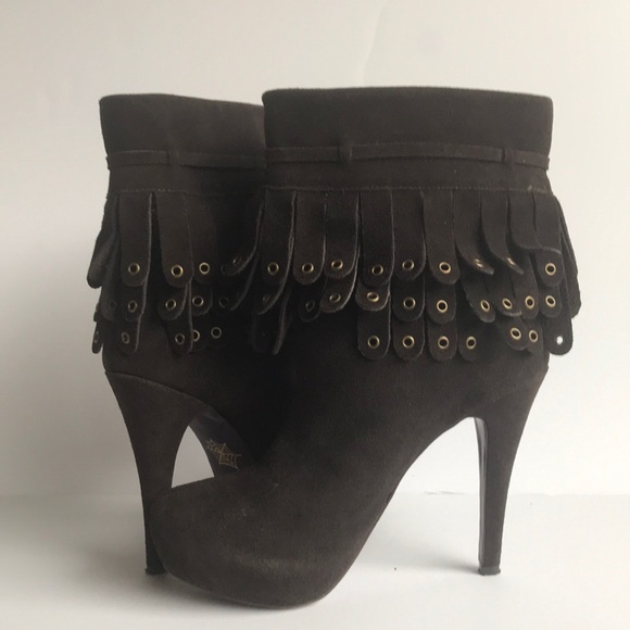Mojo Moxy Suede Fringe Bootie 9M - Picture 5 of 8